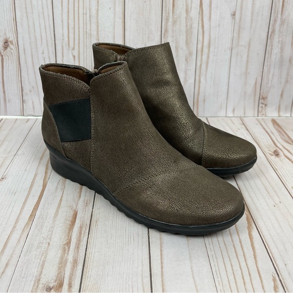 Cloudsteppers by Clarks Shoes - Clarks cloudSteppers bronze Tropic ankle comfort wedge booties size 10
